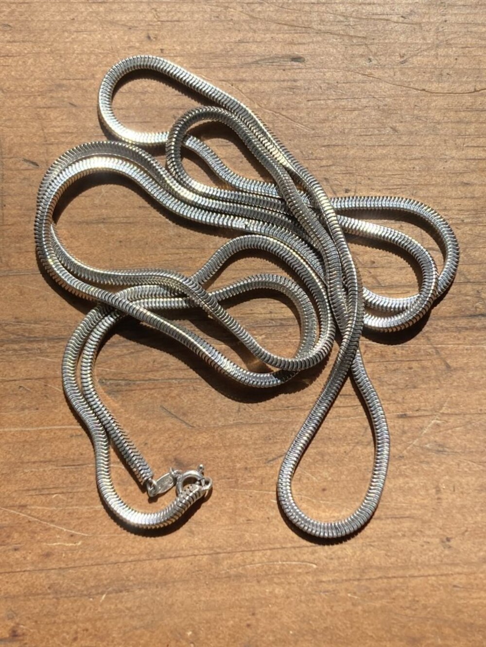 COPY Long & luxurious sterling snake chain necklace signed Grossé 1972